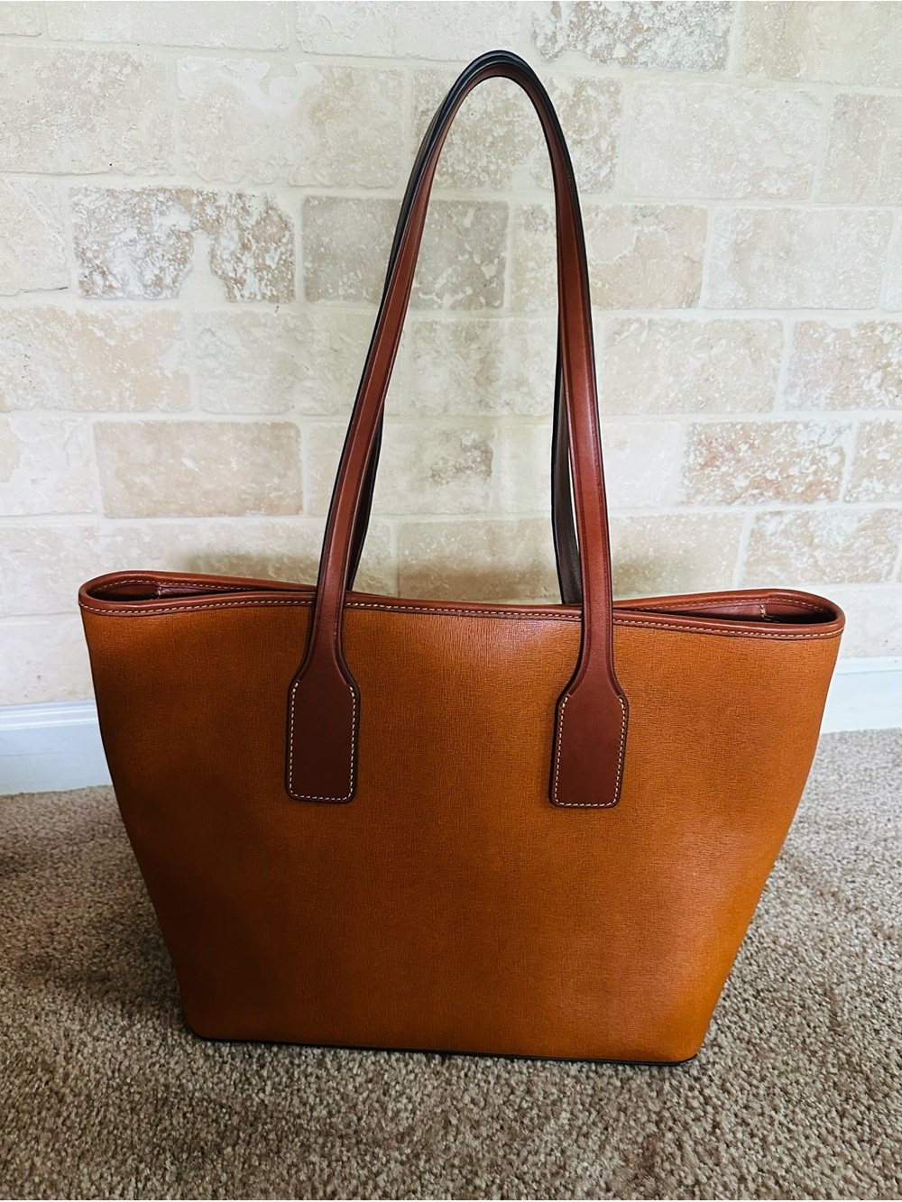 Dooney & Bourke Cognac Brown Leather Tote - Picture 2 of 3